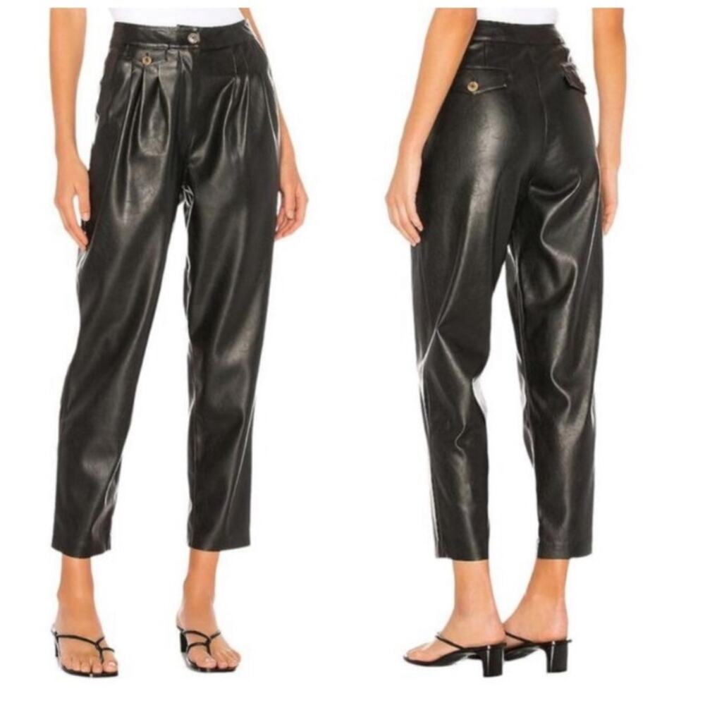 Blank NYC Pleated Vegan Leather Carrot Trouser Black 28